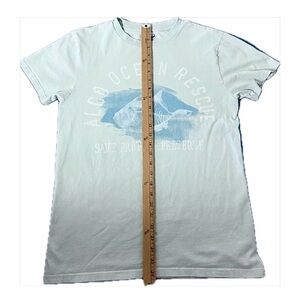 AMERICAN EAGLE OUTFITTERS Lt Teal Ocean Rescue T Shirt Blue & White Graphic Sz S